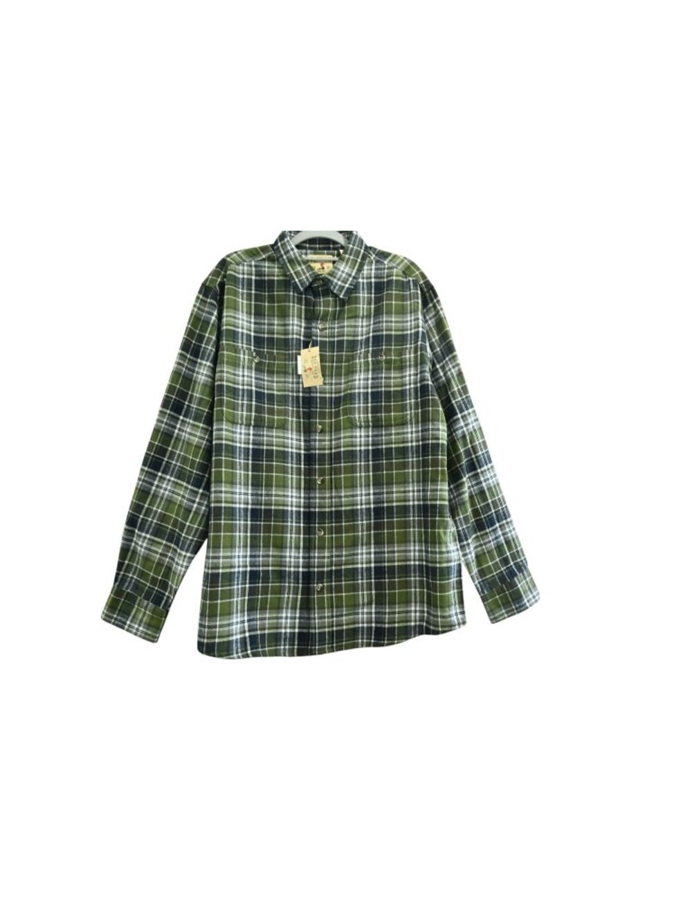 NWT Redhead Flannel Button Up Shirt Sz L Green Plaid Long Sleeve Outdoors